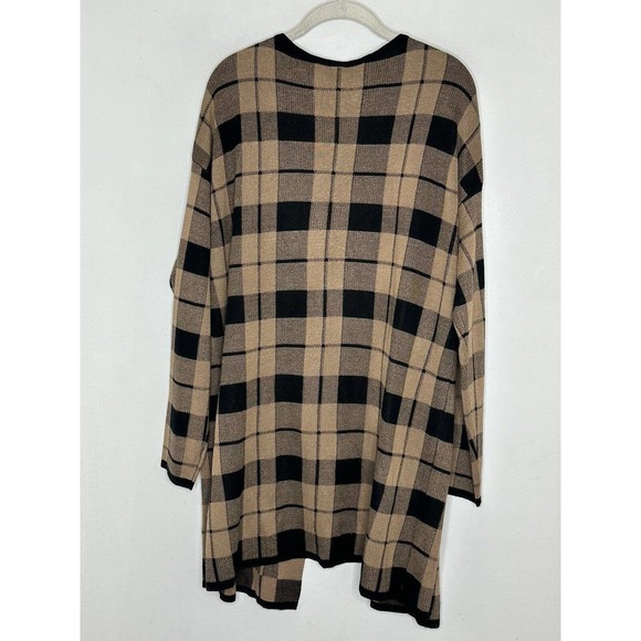 Leo & Nicole Ladies Black Beige Plaid Draped Open Front Cardigan Size XL NEW - Picture 5 of 5